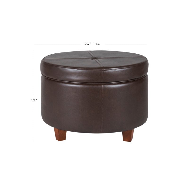 Large Faux Leather Storage Ottoman - Multiple Colors Available