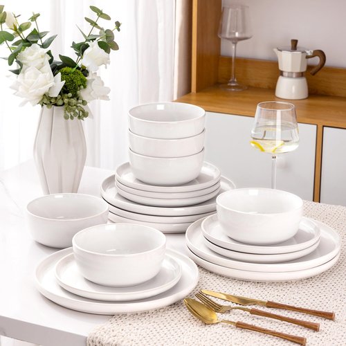 AmorArc Stoneware Dinnerware Sets,Round Reactive Glaze Ceramic Plates and Bowls Sets,Highly Scratch Resistant | Microwave & Dishwasher Safe,Service for 8 Dishes Set (24pc)