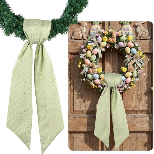 Green Gold Glitter Wreath Sash - 54 Inch Front Door Decor for Christmas & Year-Round Celebrations