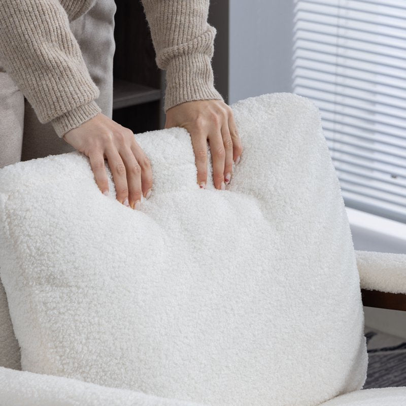 Upholstered Accent Rocking Chair with High-Density Foam Cushion