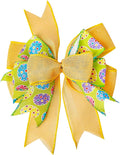 SIMISI Ribbon Easter Wreath Bow - Yellow Egg Door Wall Ornament for Home Decor | 9.5 x 13 Inch
