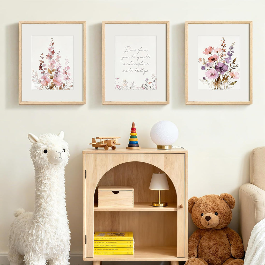 Upsimples 16x20 Picture Frames - Set of 3 Natural Solid Wood for 11x14 with Mat or 16x20 Without