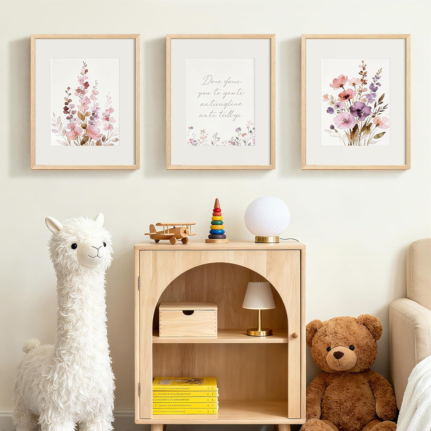 Upsimples 16x20 Picture Frames - Set of 3 Natural Solid Wood for 11x14 with Mat or 16x20 Without