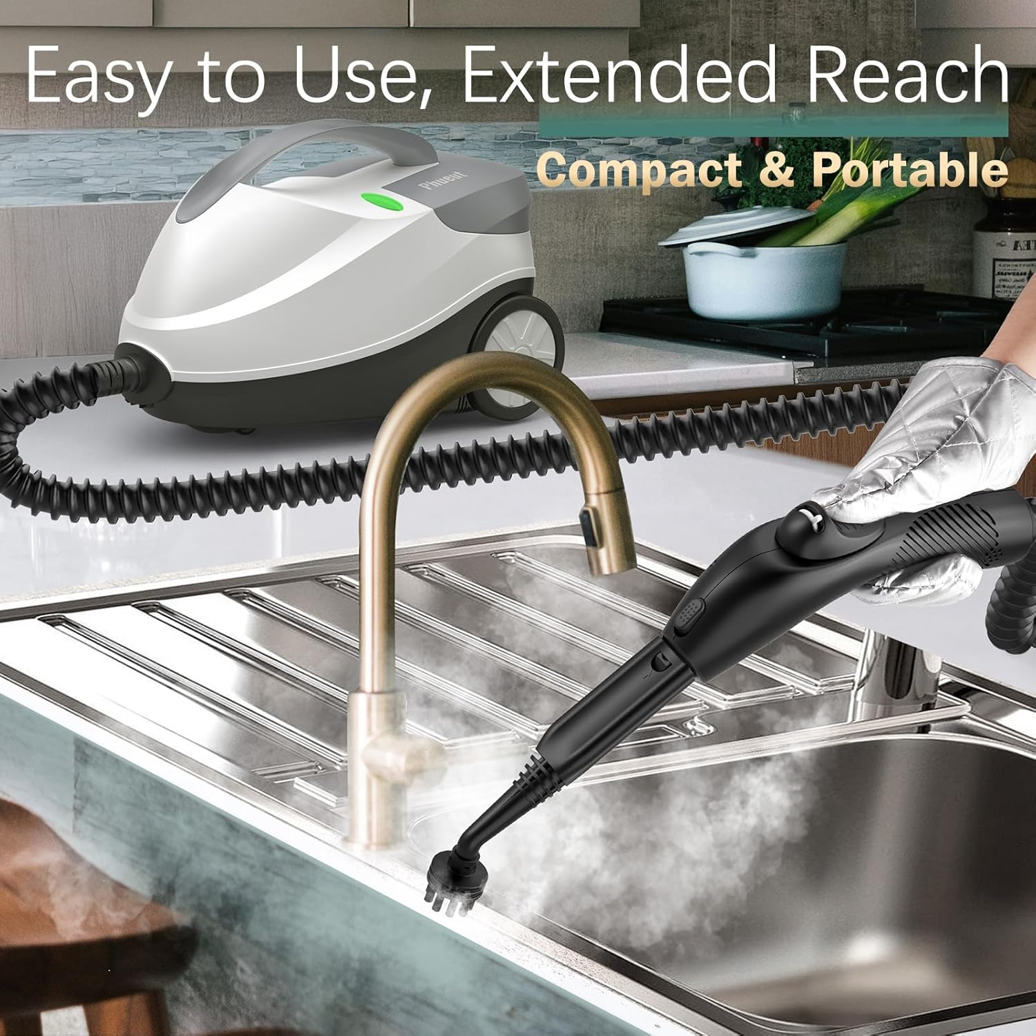 Skiennix Steam Cleaner - 1800W Powerful Multipurpose Mop with 28 Accessories & 1.5L Tank | Chemical-Free Floor Cleaning