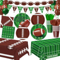 LINHAXM Football Party Decorations Includes Plates, Napkins, Cups, Banner, Balloons, Touchdown Tablecloth for Football Birthday & Tailgate Party Decorations, Serves 24