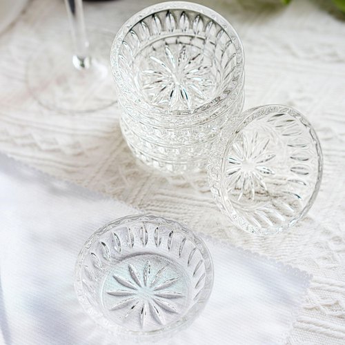 kanpura Mini Glass Bowls, Round Prep Bowl, Dishwasher Safe, Pinch Bowls for Dipping Spices Sauce, Stackable, 2 oz, Set of 6, (Clear)
