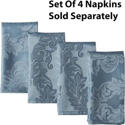 Newbridge Barcelona Damask Fabric Tablecloth, 60 x 144 Inch Rectangle, Blue – No Iron, Soil Resistant Table Cover for Dining, Parties and Holidays