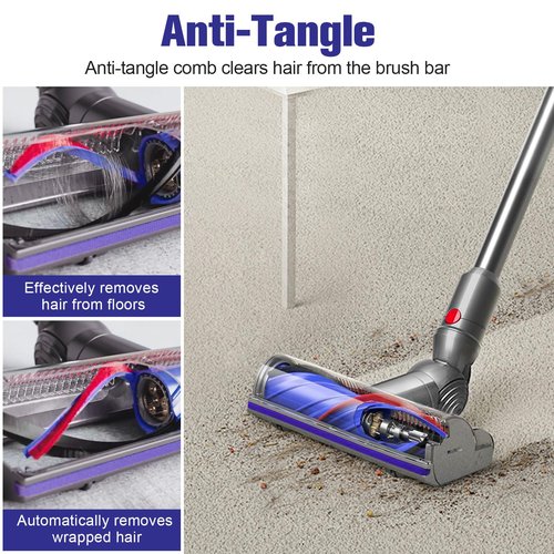 DrRobor Upgraded V12 V9 Anti-Tangle Motorbar Replacement Brush Head Compatible with Dyson V9 Motorbar / V12 Detect Slim Cordless Vacuum Cleaners, Lightweight Hardwood & Carpet Floor Attachment