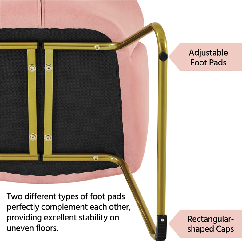 Pink Velvet Armchair Set with Gold Metal Legs - 2 Pieces