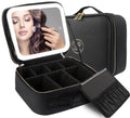 MOMIRA Travel Makeup Bag | Lighted Mirror with Adjustable Brightness | Waterproof Organizer - Black