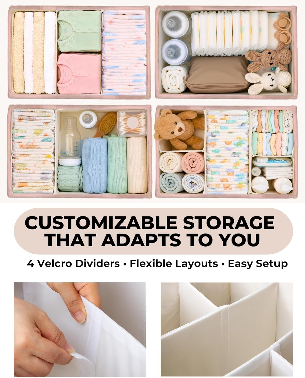 Skiennix Baby Diaper Caddy Organizer - Portable Changing Mat & Removable Dividers - Teddy Fleece Design