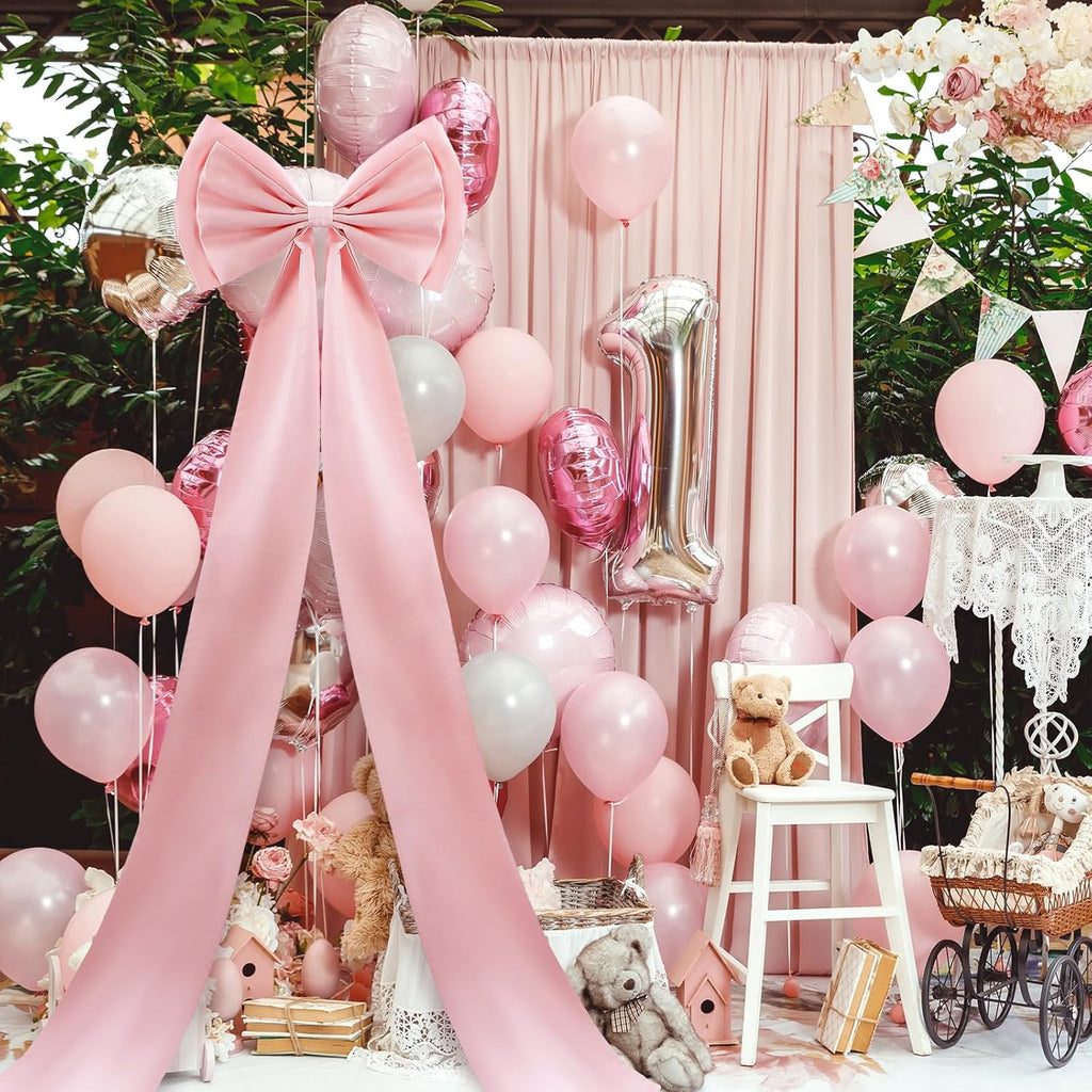 Wavwavw Wedding Bow Decor - Giant Satin Bows for Room Backdrop | 75x18 Inch Dusty Pink Ribbon Tie