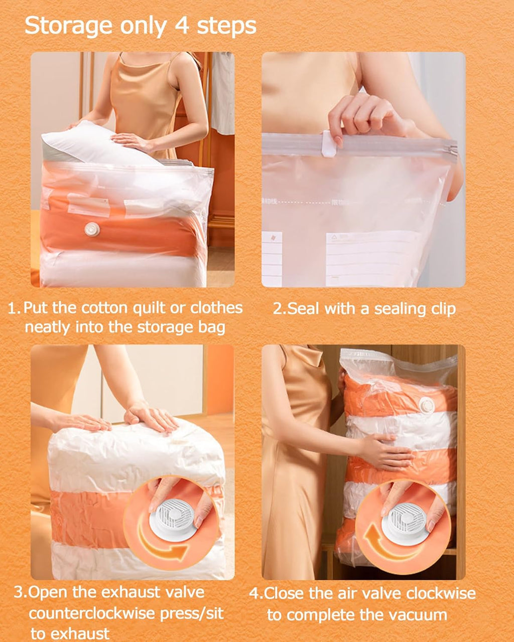 YQBOOM Vacuum Storage Bags - Extra Large Space Saver Set for Bedding, Clothes & Travel | 5 Pack