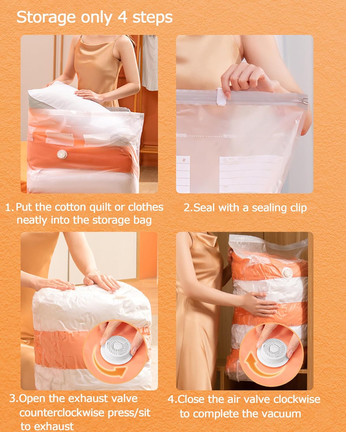 YQBOOM Vacuum Storage Bags - Extra Large Space Saver Set for Bedding, Clothes & Travel | 5 Pack