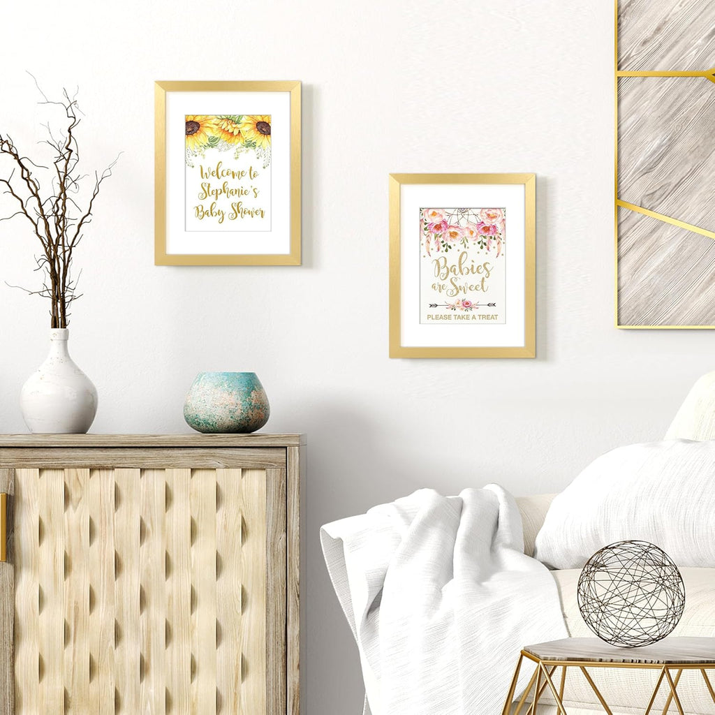 Upsimples 8.5x11 Picture Frame - Versatile Display for 6x8 Photos with Mat or 8.5x11 Without - Gold Finish, 1 Pack