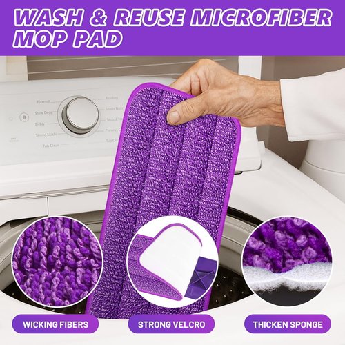 HOMTOYOU Spray Mop for Floor Cleaning - Wet Mop with 3 Washable Microfiber Pads | Ideal for Hardwood, Tile, Laminate, Vinyl