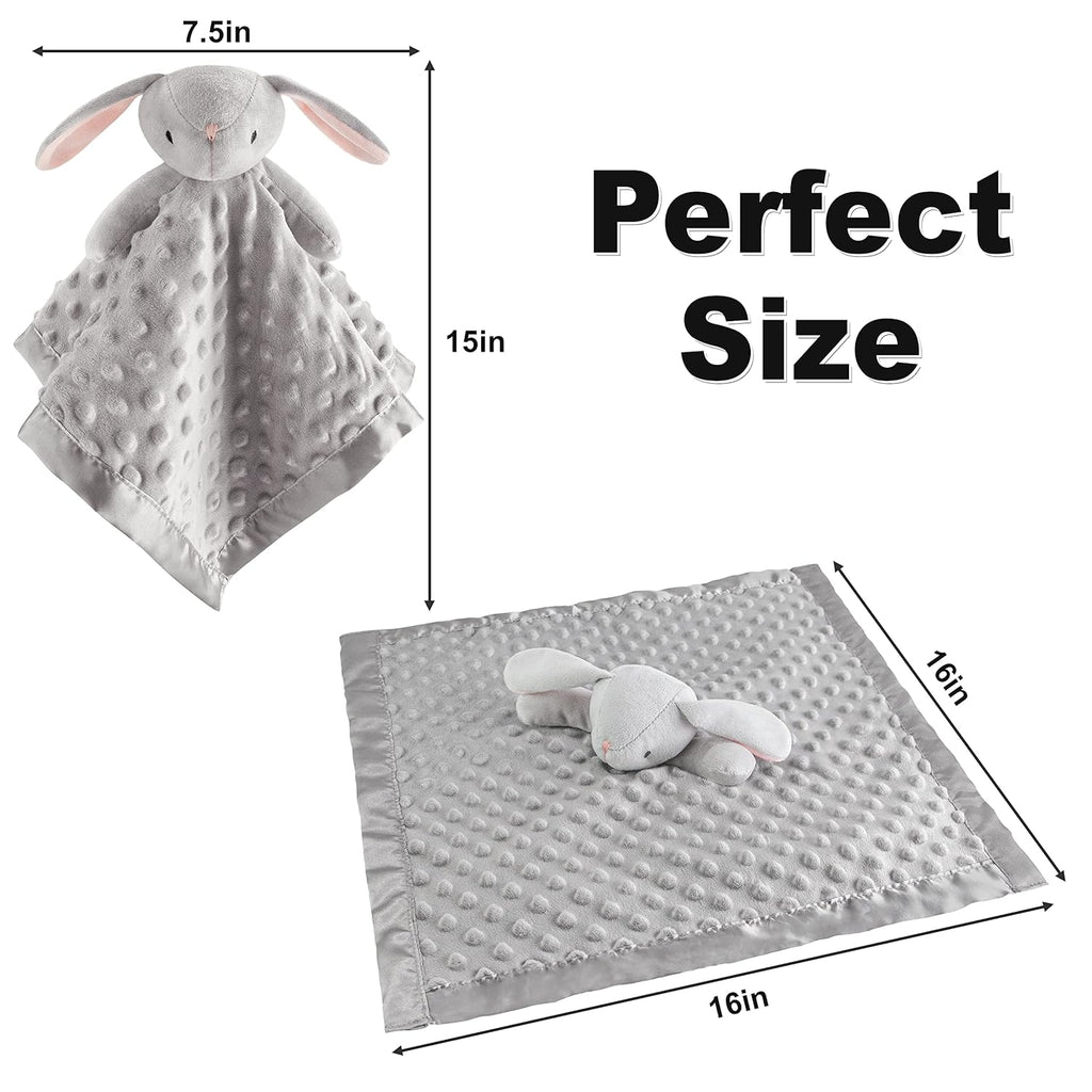 Pro Goleem Loveys - Soft Security Blanket & Snuggle Toy for Newborns | Grey Bunny 16 Inch
