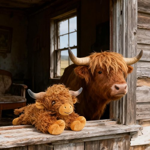 JOD® 4lbs Highland Cow Weighted Stuffed Animals, 22inch Giant Highland Cow Gift Plushie Toy, Cute Stuffed Animal Highland Cattle Plush Pillow Women Adults Kid Bedtime Highland Cattle