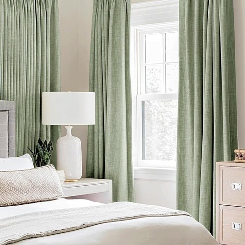 MIULEE Blackout Curtains - 100% Thermal Insulated Linen Texture - Sage Green | 52x45 Inch (2 Panels)