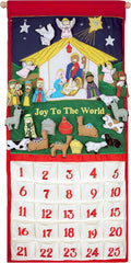 Pockets of Learning Joy To The World Traditional Nativity Advent Calendar - Holiday Décor, Fabric Wall Hanging, Christmas Countdown