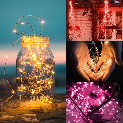 Brightown 12-Pack LED Fairy Lights - Waterproof Battery-Operated Silver Wire, 7 Feet, 20 Colorful Firefly Lights for Weddings, Parties & Bedrooms