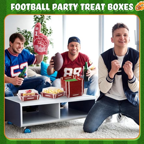 Potchen 50 Pack Football Party Charcuterie Boxes with Clear Lids Rugby Paper Snack Tray with Window Dessert Cake Box for Pizza Taco Fries Football Theme Birthday Game Day Supplies Favors