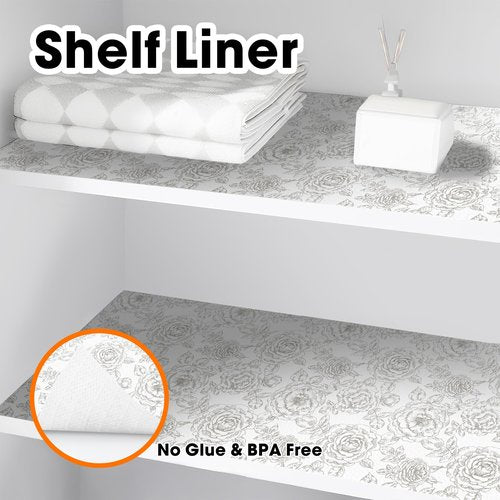 Gopas Drawer and Shelf Liners for Kitchen Cabinets Non-Adhesive Cabinet Liners Strong Grip Non Slip Waterproof Contact Paper for Cabinets and Drawers Shelves Cupboard,Flower,12IN X 20FT