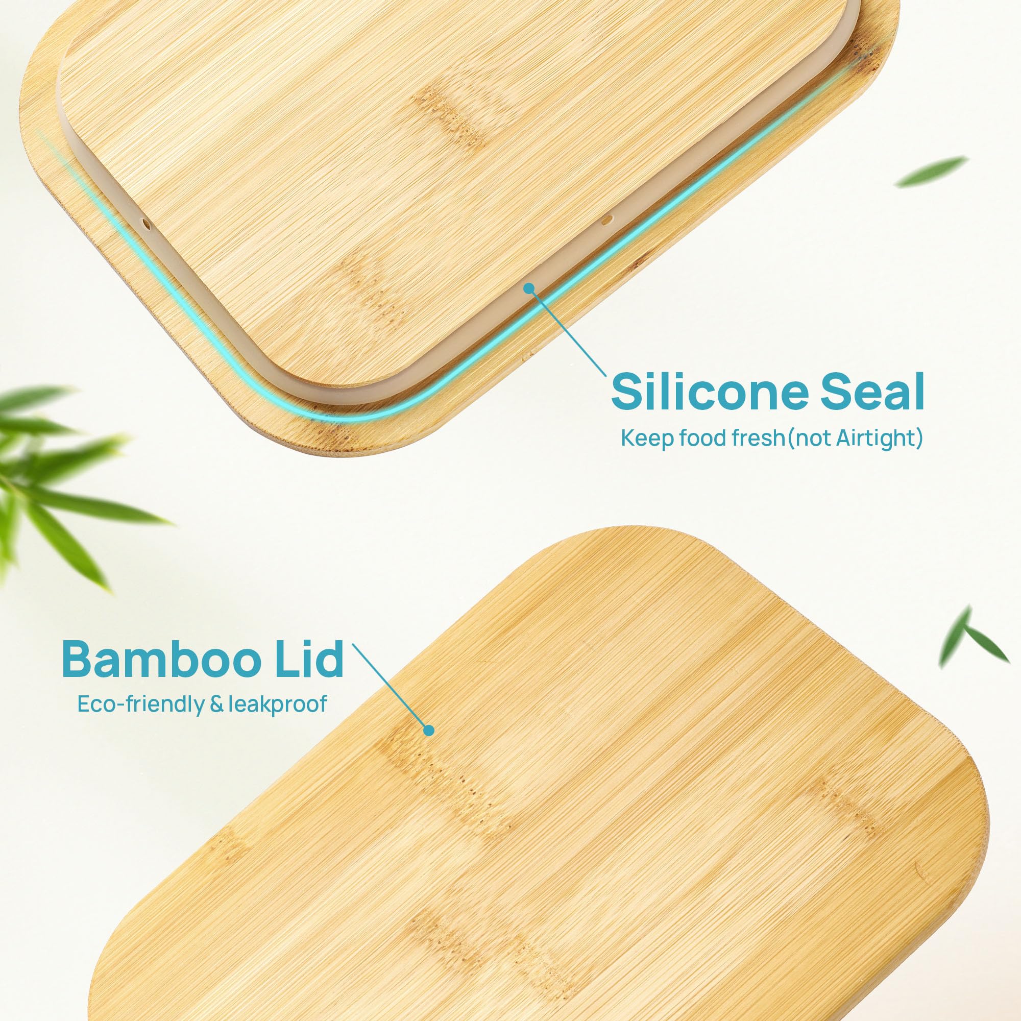 Vtopmart 5 Pack 35oz Glass Containers with Bamboo Lids, Meal Prep Food Storage Containers, BPA Free, Microwave & Dishwasher Safe
