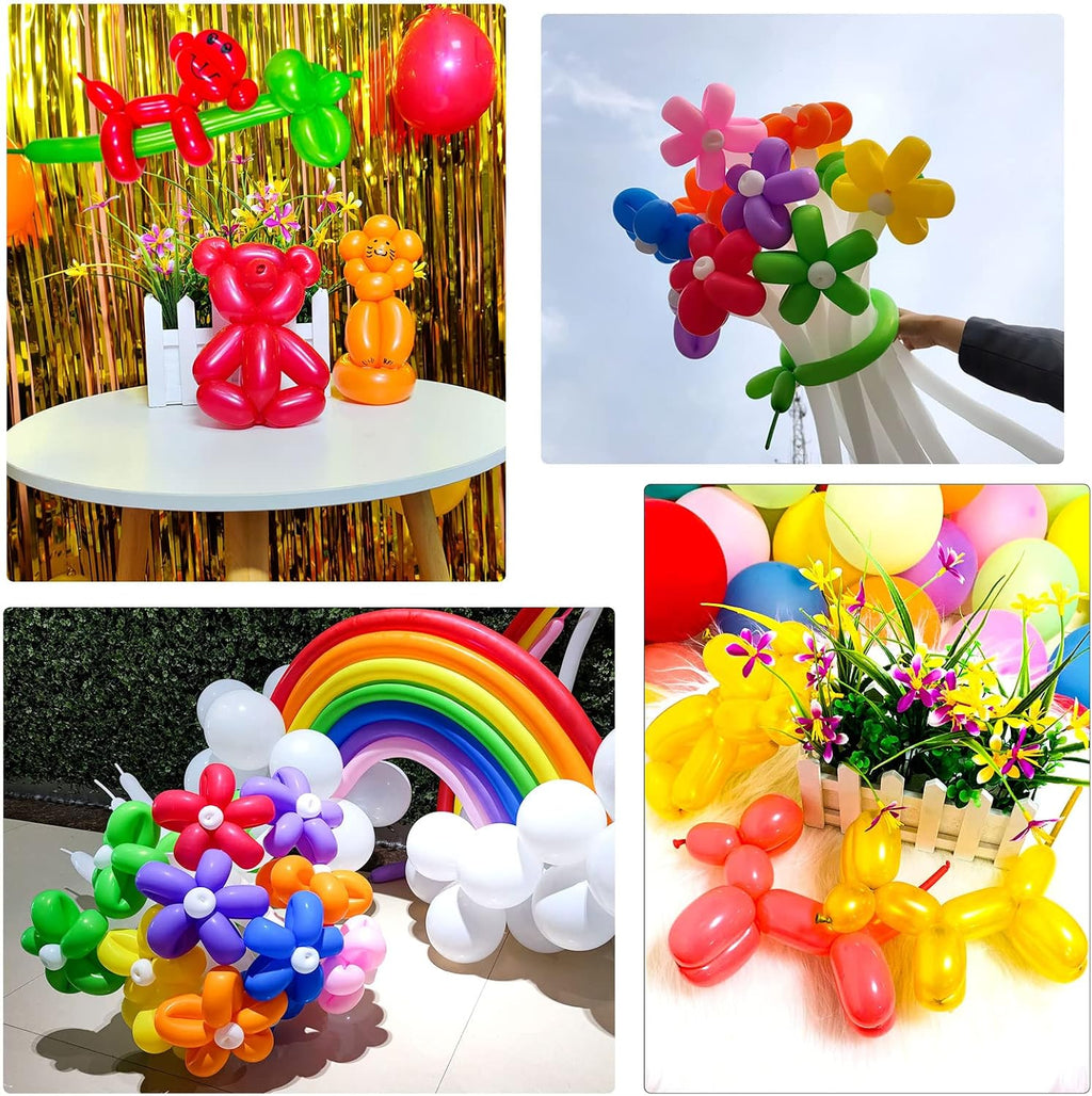 White 260 Balloons by [Brand Name] - Thick Latex for Twisting & Arch Tying | 100pcs for Kids' Parties & Weddings