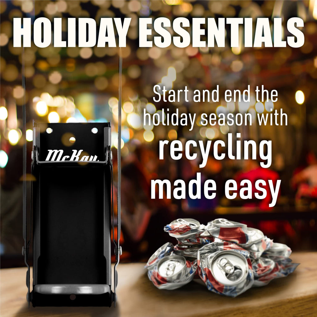Mckay 16oz Metal Can Crusher, Heavy-Duty Wall-Mounted Smasher for Aluminum Seltzer, Soda, Beer Cans and Bottles for Recycling, Gadgets for Home, also works for 12 Oz. Can (Black)