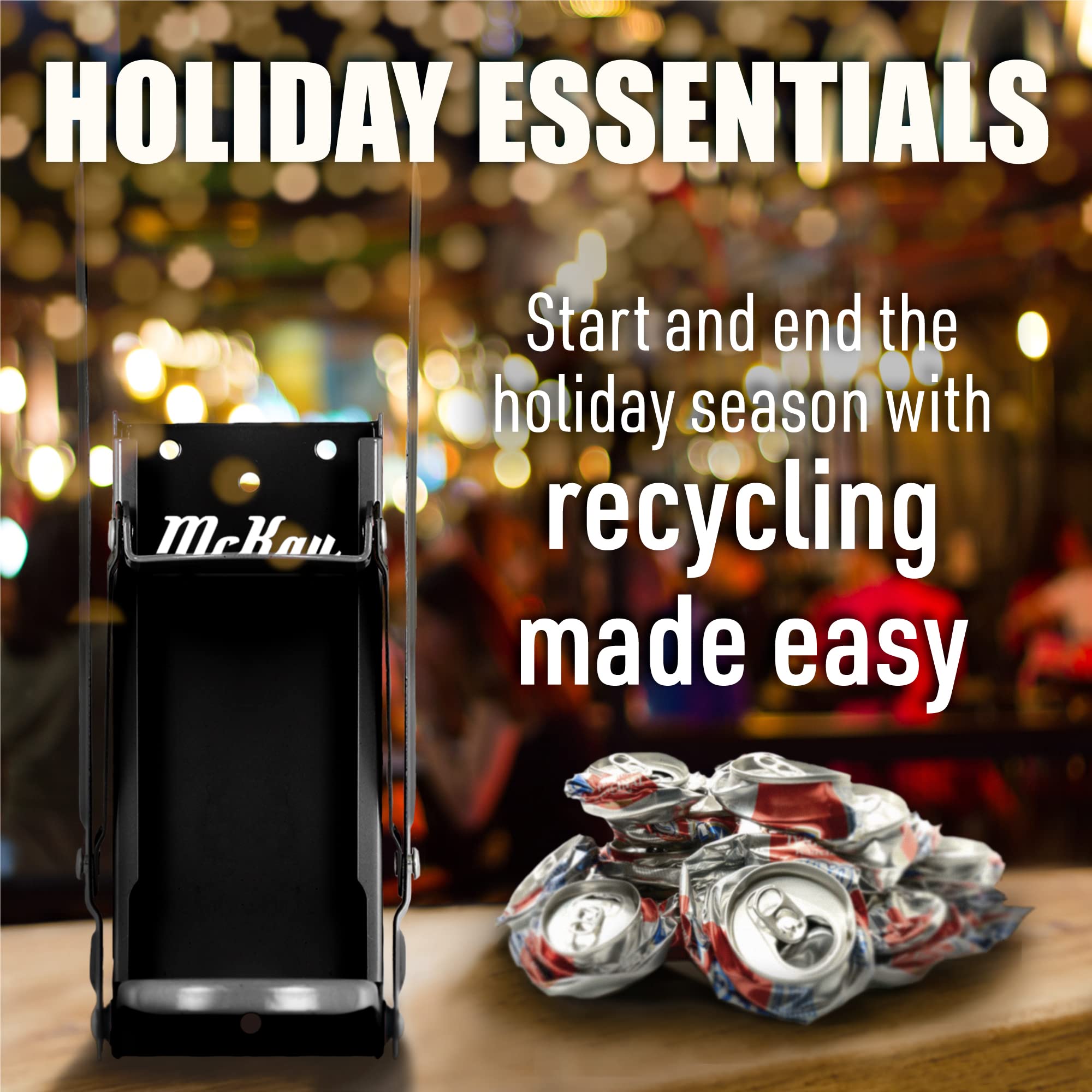 Mckay 16oz Metal Can Crusher, Heavy-Duty Wall-Mounted Smasher for Aluminum Seltzer, Soda, Beer Cans and Bottles for Recycling, Gadgets for Home, also works for 12 Oz. Can (Black)