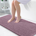 OLANLY Bathroom Runner Rugs - Soft Absorbent Chenille Bath Mat with Rubber Backing | 47x24 Deep Plum