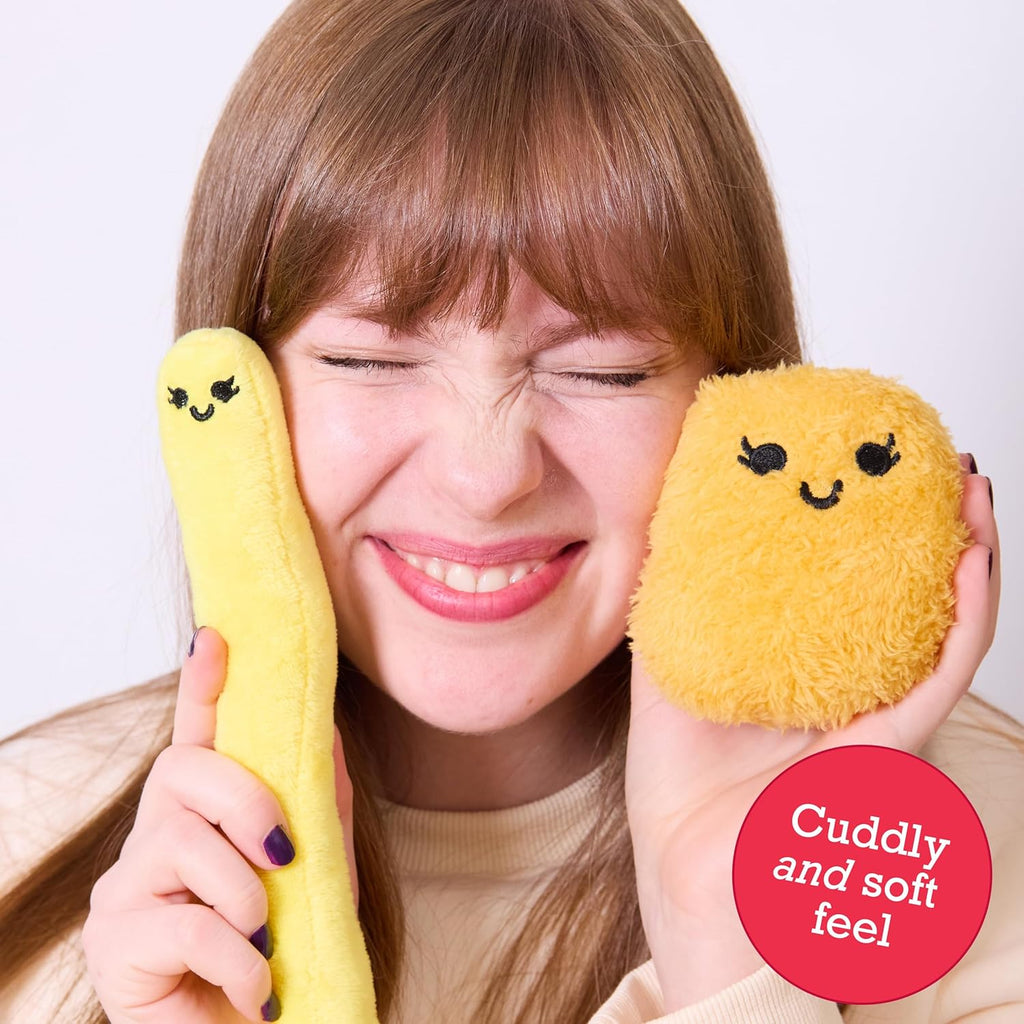 Relatable Emotional Support Chicken Nuggets - Cuddly Plush Toys Set with 5 Squishy Plushies & Basket
