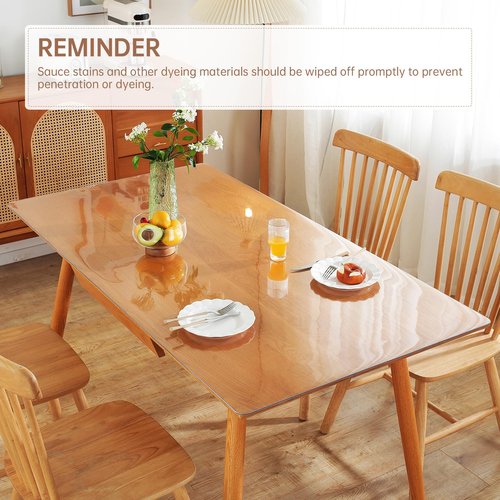 Warmstar Clear Table Protector 2mm Thick, 35x63 Inch Clear Table Cover Protector, Plastic Table Cover, Clear Desk Mat Desk Pad, Desk Protector Mat for Coffee Table, Writing Desk, Dining Room