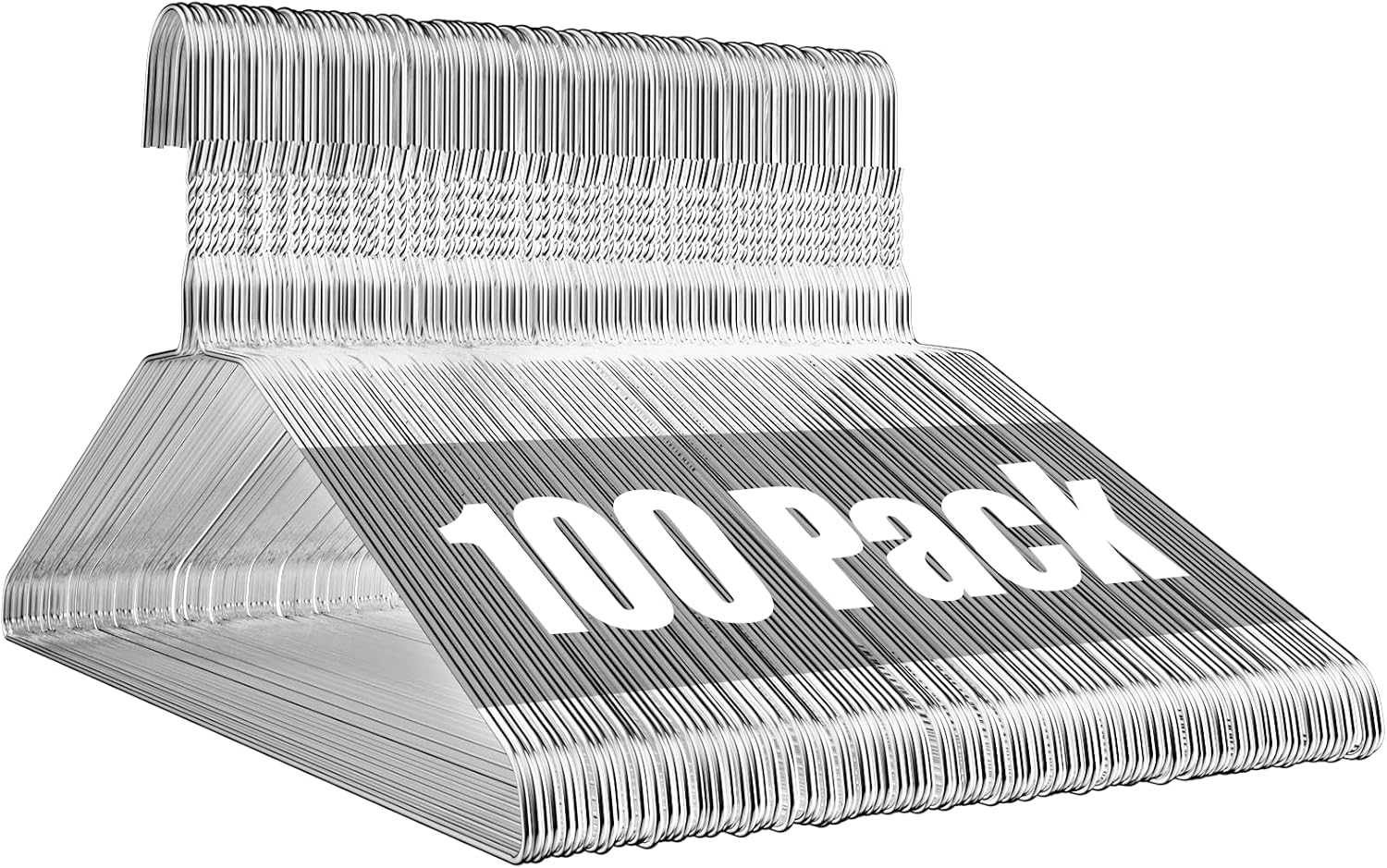 Wire Metal Clothes Hangers - 100 Pack, 16 Inch Slim Space-Saving Design for Coats, Suits, and Shirts | Non-Slip Silver
