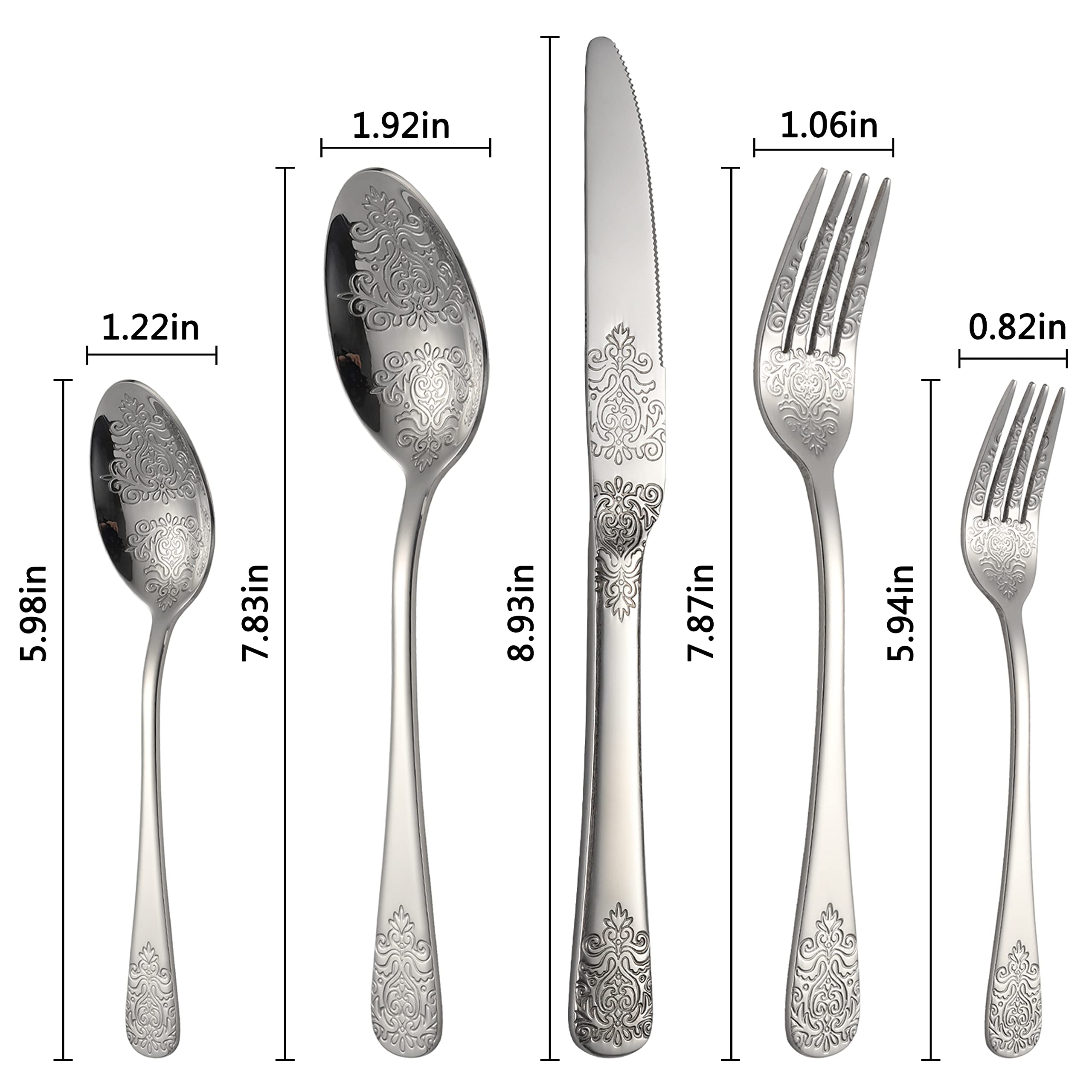 Silverware Set 40 Pieces Stainless Steel Flatware Cutlery Set Service for 8 Kitchen Utensil Tableware Sets Include Knives Forks Spoons for Kitchen Home Restaurant