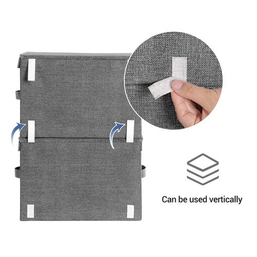 SONGMICS Stackable Storage Bins Set of 2, Storage Boxes with Lids and Front Windows, Non-Woven Fabric Closet Organizers with Magnetic Closures, Side Handles, Dark Gray URPLB02G