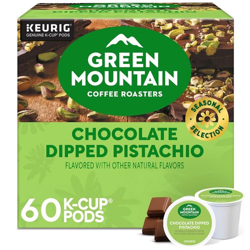Green Mountain Coffee Roasters K-Cup Pods - Chocolate Dipped Pistachio Flavor | 60 Count (6 Boxes of 10)
