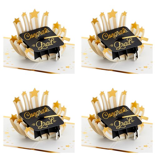 Hallmark Signature Paper Wonder Pop Up Graduation Cards, Grad Cap (4 3D Cards with Envelopes)