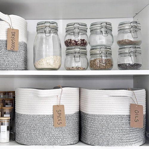 Goodpick Storage Baskets - Woven Rope Organizing Bins with Handles | 13 x 10 x 9 Inches, 3 Pack