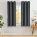 NICETOWN Blackout Curtains - Charcoal Gray Faux Linen Privacy Panels | 63-Inch Grommet Top, 2 Panels