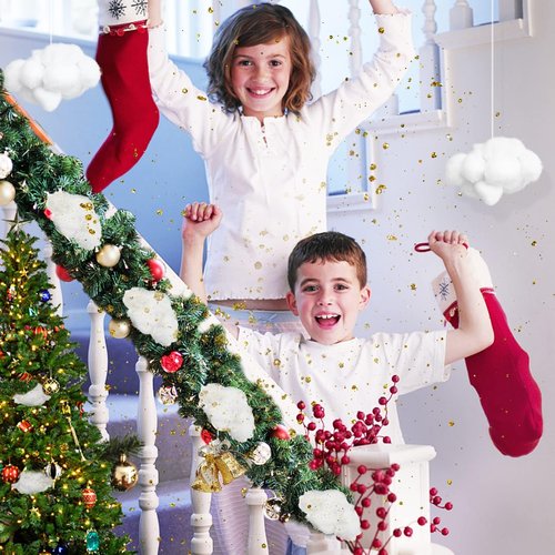 Biggun 30oz Fluffy Fake Snow Decorations - Christmas Artificial Snow Blanket, Indoor Xmas Faux Snow Fiber Cotton Snow Fluff for Winter Christmas Village Tree Decorating, Gifts for Women