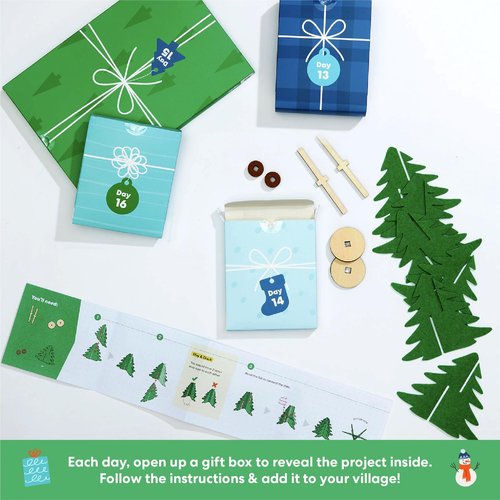 KiwiCo Winter Wonderland - 2025 Advent Calendar for Kids | Christmas Gift & Activities For Kids | Assemble Winter Village with Motorized Sledding Hill, Ice Skating Rink, Reindeer, Christmas Trees & more!