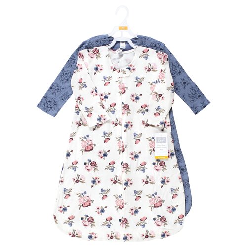 Hudson Baby Unisex Baby Thermal Long Sleeve Sleeping Bag 2pk, Dusty Rose Floral, 6-12 Months