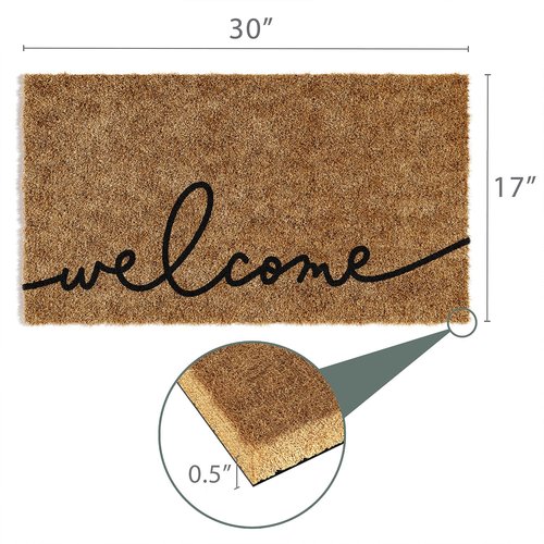 Barnyard Designs Doormat Welcome Mat for Outdoors, Large Front Door Entrance Mat, Brown (Cursive Welcome, 30x17)