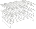 Skiennix 3-Tier Stackable Cooling Rack - Heavy Duty Baking Rack for Cookies, Pizza, Cakes | 15.8” x 10” - Oven & Dishwasher Safe - Silver