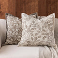DWR Pack of 2 Decorative Throw Pillow Covers 18x18 – One Dark & One Light Khaki, Textured Woven Botanical Pattern Pillowcase with Handcrafted Look, Farmhouse Boho Accents for Couch or Bed
