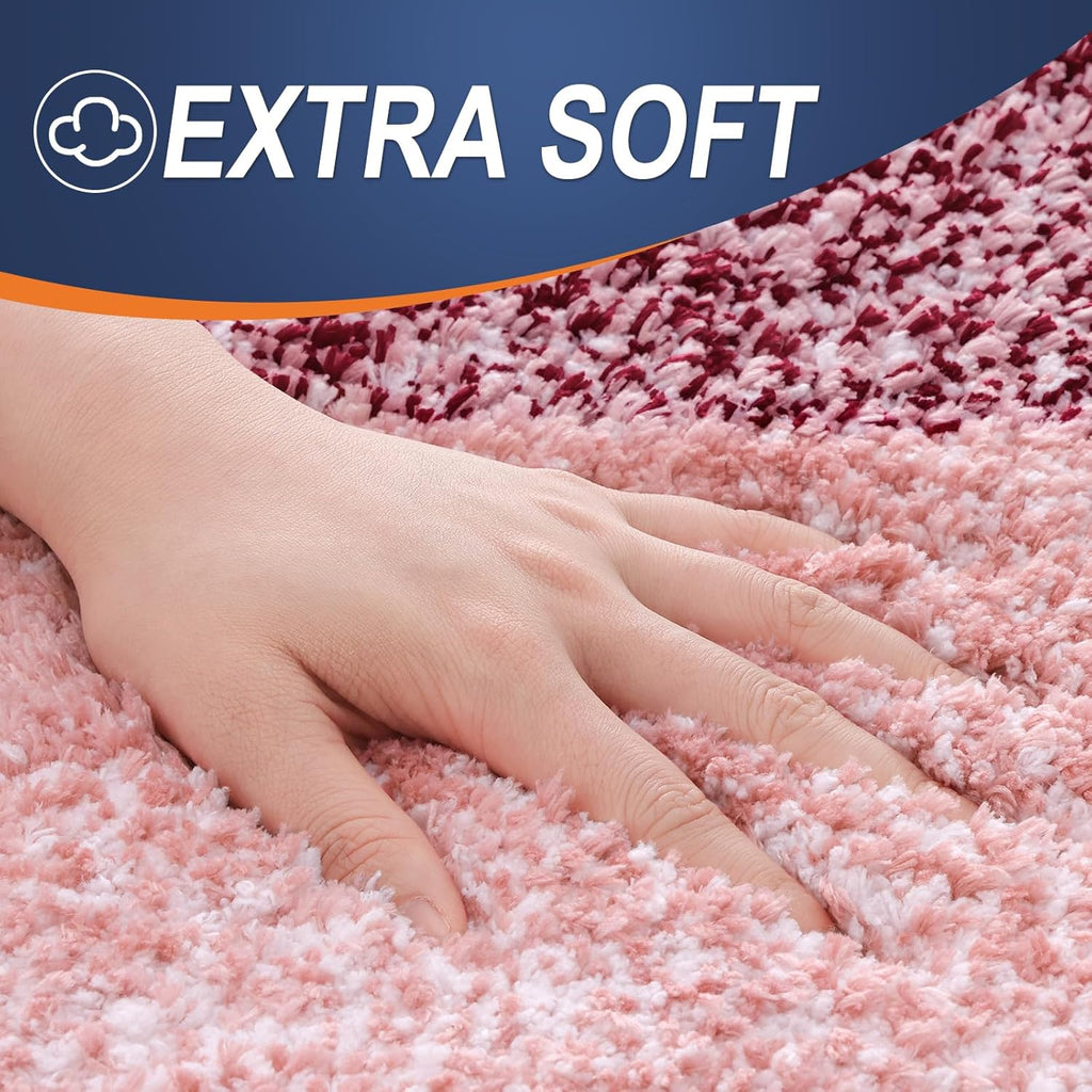 OLANLY Bath Rugs Mat - Extra Soft Microfiber with Rubber Backing | Quick Dry, Machine Washable, 24x16, Red