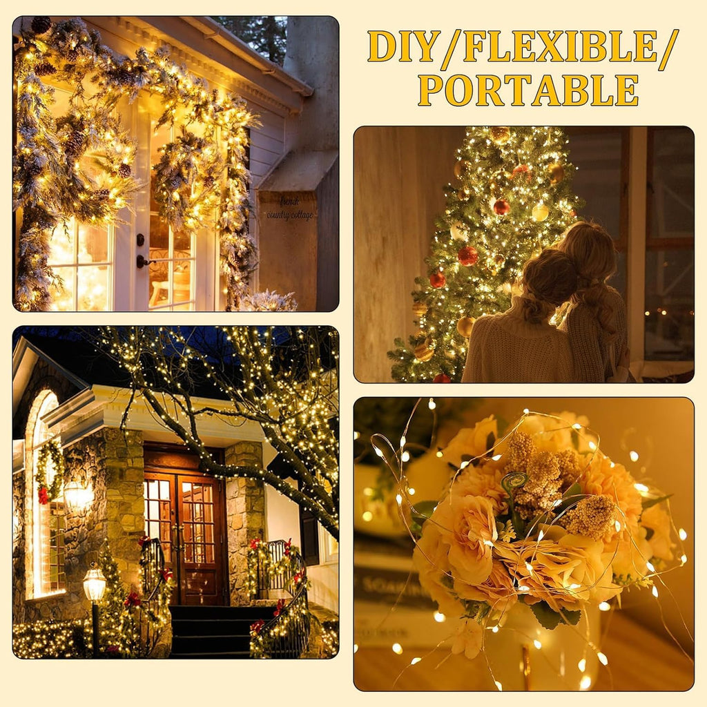 Skiennix Fairy Lights - 40ft 100 LED Indoor Outdoor String Lights with Remote & Timer | Warm White