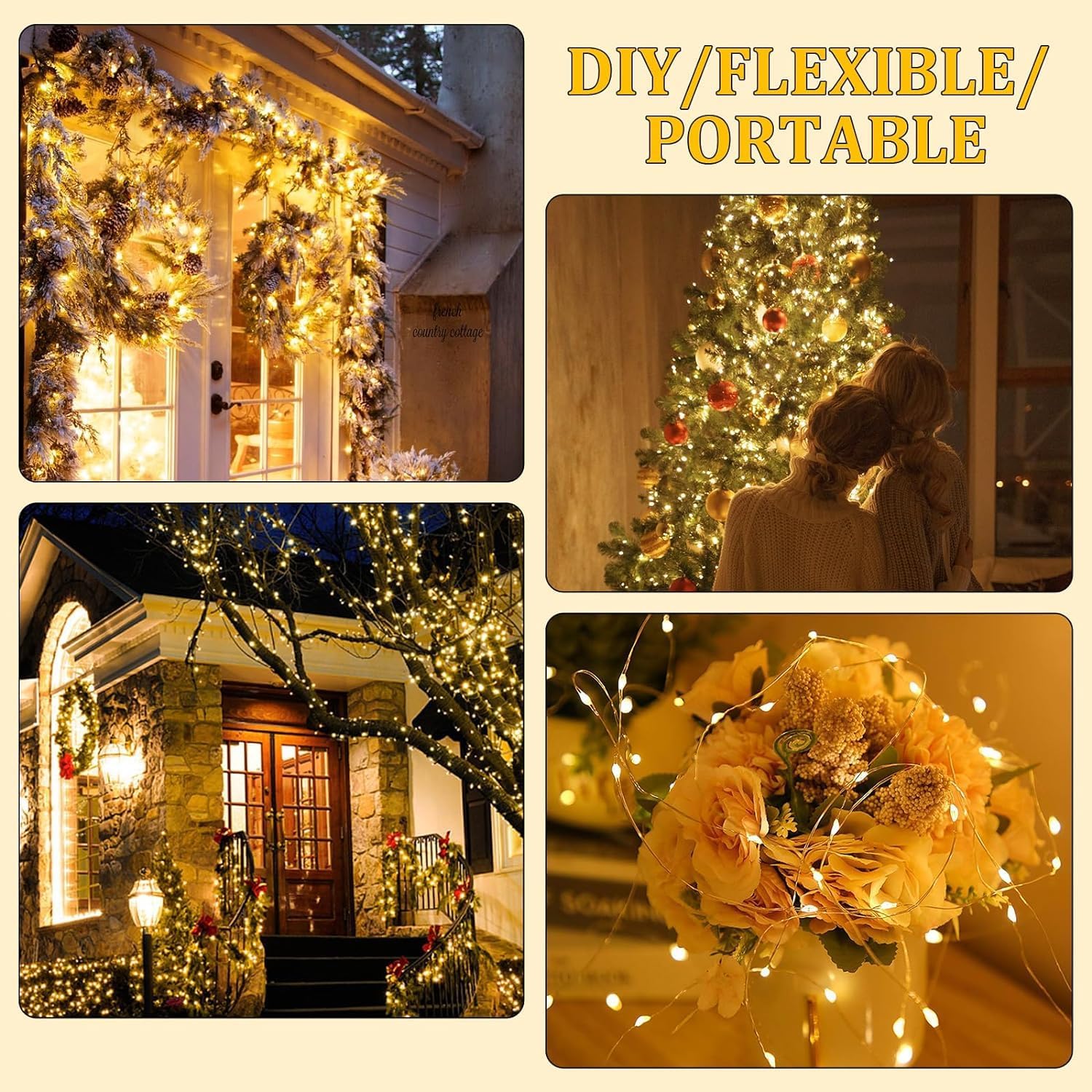 Skiennix Fairy Lights - 40ft 100 LED Indoor Outdoor String Lights with Remote & Timer | Warm White